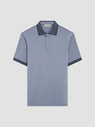 Bugatchi Men's Contrast Collar Cotton Polo Shirt In Blue