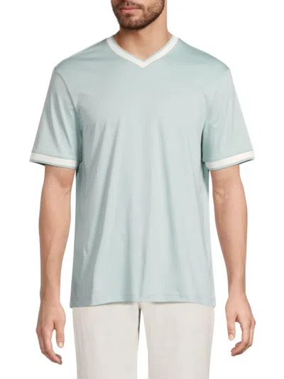 Bugatchi Men's Contrast Trim Pima Cotton T-shirt In Seafoam