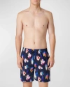 Bugatchi Men's Cosmo Neon Floral Swim Trunks In Night Blue