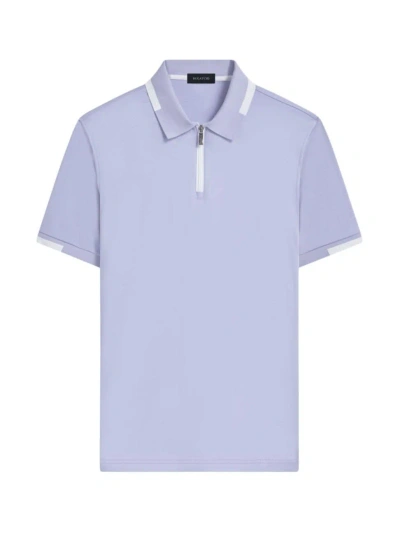 Bugatchi Men's Pima Cotton Quarter-zip Polo Shirt In Lavender