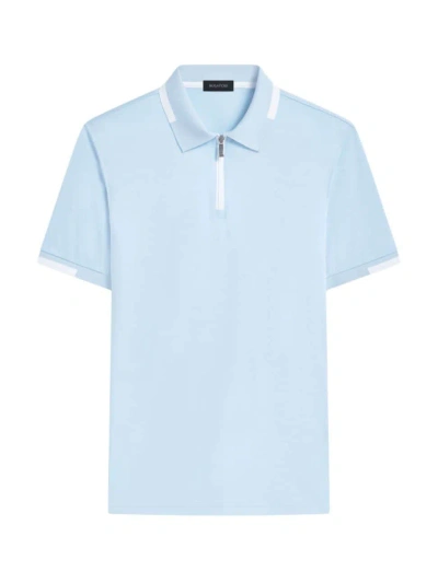 Bugatchi Men's Cotton Quarter-zip Polo Shirt In Sky