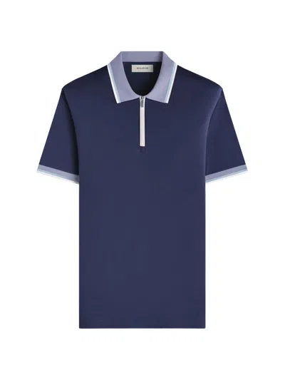 Bugatchi Men's Cotton Quarter-zip Polo Shirt In Blue