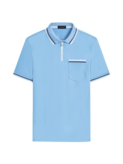 Bugatchi Men's Pima Cotton Quarter-zip Polo Shirt In Air Blue