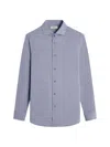 Bugatchi Devon Micro Houndstooth Ooohcotton® Button-up Shirt In Blue