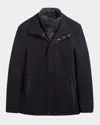 Bugatchi Water Repellent Twill Jacket With Bib In Navy