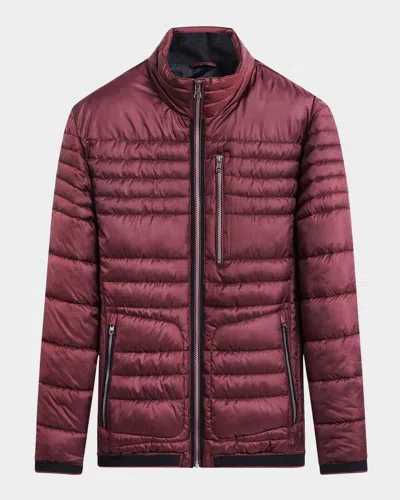 Bugatchi Men's Full-zip Quilted Puffer Jacket In Burgundy