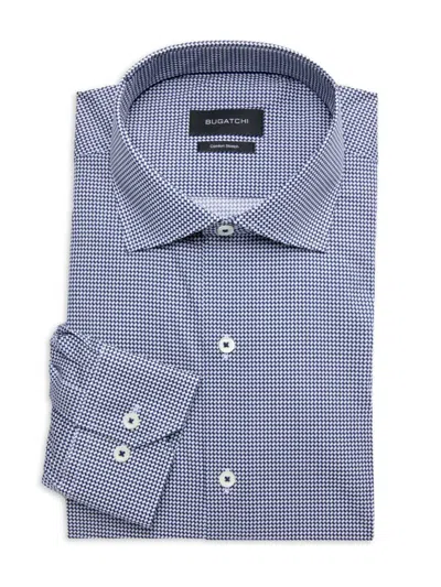 Bugatchi Men's Geometric Comfort Stretch Fit Dress Shirt In Navy
