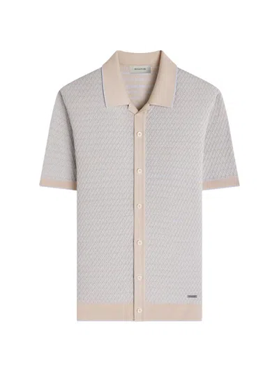 Bugatchi Men's Honeycomb-knit Cotton Short-sleeve Sweater In Brown