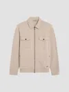 Bugatchi Houndstooth Full Zip Blouson Jacket In Cobblestone