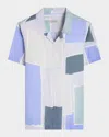 Bugatchi Jackson Abstract Print Camp Shirt In Blue