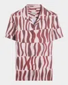 Bugatchi Jackson Abstract Print Stretch Cotton Camp Shirt In Brown