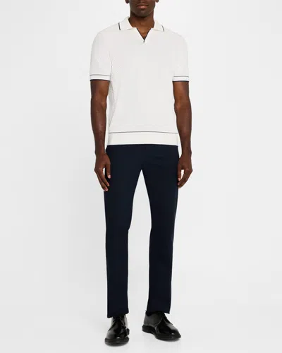 Bugatchi Men's Jacquard Johnny Collar Jumper In Chalk