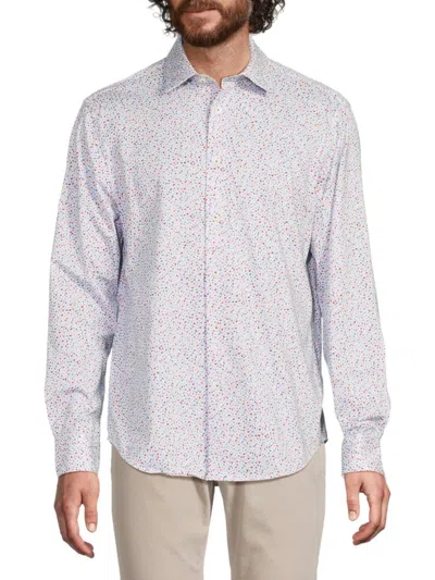 Bugatchi Men's James Micro Geometric Print Shirt In Pimento