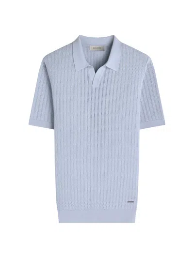 Bugatchi Men's Johnny Collar Cotton-silk Polo Shirt In Blue