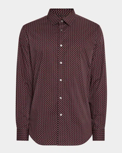 Bugatchi Men's Julian Dot-print Sport Shirt In Cabernet