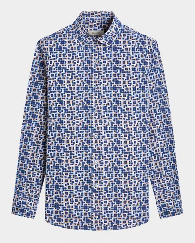 BUGATCHI MEN'S JULIAN FLORAL GEOMETRIC SPORT SHIRT