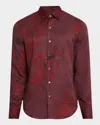 Bugatchi Julian Shaped Fit Print Button-up Shirt In Cabernet