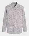 Bugatchi Julian Shaped Fit Watercolor Print Button-up Shirt In Willow