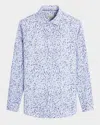 Bugatchi Julian Shaped Fit Abstract Print Stretch Button-up Shirt In Air Blue
