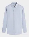 Bugatchi Julian Shaped Fit Stretch Print Button-up Shirt In Air Blue