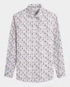 Bugatchi Julian Shaped Fit Mosaic Print Stretch Button-up Shirt In Desert
