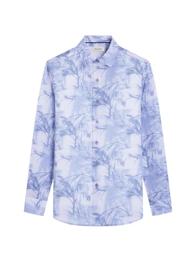 Bugatchi Men's Julian Palm Linen Shirt In Gray