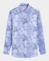 Bugatchi Men's Julian Printed Linen Sport Shirt In Steel