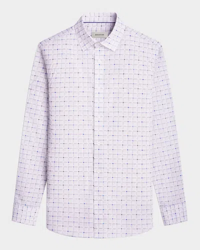 Bugatchi Men's Karl Geometric Check Sport Shirt In White