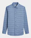 Bugatchi James Diamond Ooohcotton Long-sleeve Button-down Shirt In Cobalt