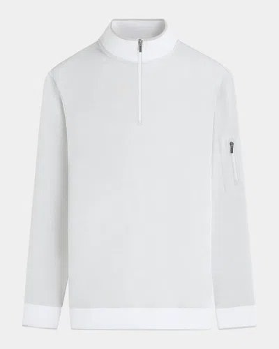 Bugatchi Men's Knit Quarter-zip Sweater In White
