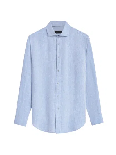 Bugatchi Men's Linen Long-sleeve Button-up Shirt In Classic Blue