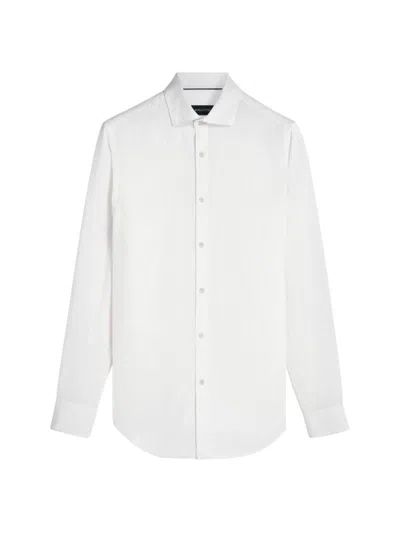 Bugatchi Axel Linen Button-up Shirt In White