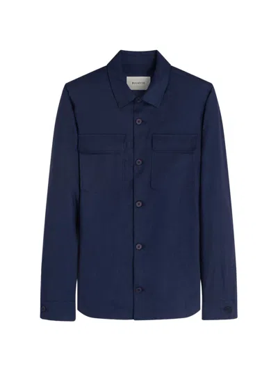 Bugatchi Men's Linen-blend Shirt Jacket In Blue