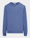 Bugatchi Scott Crewneck Merino Wool Sweater In Denim