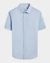 Bugatchi Men's Miles Ooohcotton Geometric Short-sleeve Shirt In Blue