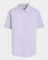 Bugatchi Men's Miles Ooohcotton Micro-geometric Short-sleeve Shirt In Multi