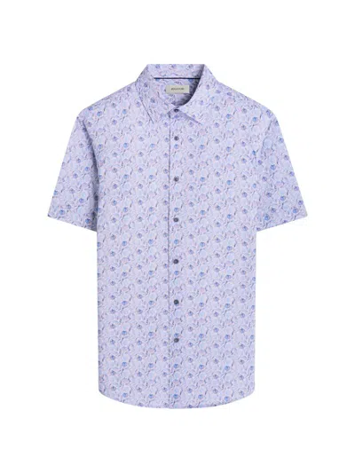 Bugatchi Men's Oohcotton Miles Leaf-print Stretch-cotton Shirt In Blue