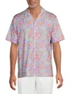 Bugatchi Men's Ooohcotton Floral Stretch Cotton Camp Shirt In Blue