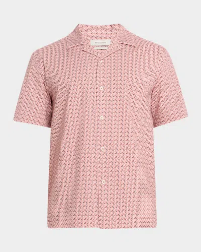 BUGATCHI MEN'S OOOHCOTTON HERRINGBONE CAMP SHIRT