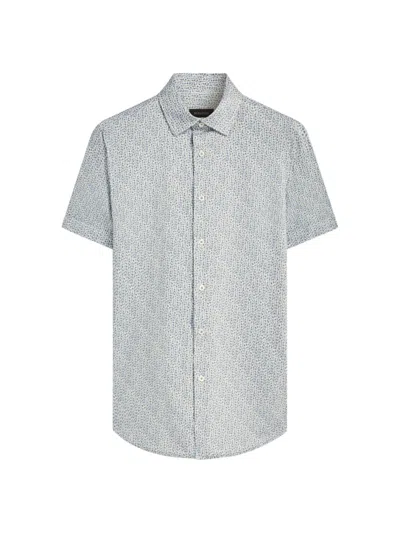 Bugatchi Men's Ooohcotton Miles Geometric Short-sleeve Shirt In Khaki