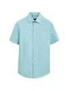 Bugatchi Men's Ooohcotton Miles Pin Dot Cotton-blend Short-sleeve Shirt In Blue