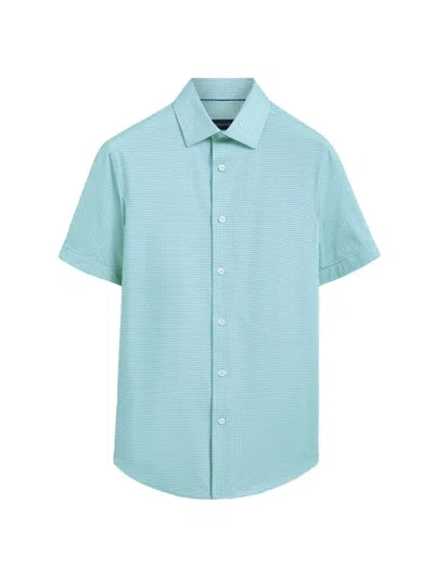 Bugatchi Men's Ooohcotton Miles Pin Dot Cotton-blend Short-sleeve Shirt In Mint