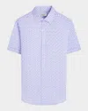 Bugatchi Miles Ooohcotton® Floral Short Sleeve Button-up Shirt In Peacock