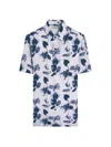 Bugatchi Orson Shaped Fit Leaf Print Short Sleeve Button-up Shirt In Multi