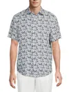 Bugatchi Men's Orson Print Linen Shirt In Gray