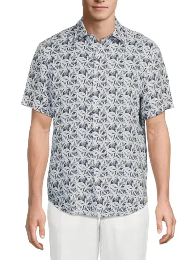 Bugatchi Men's Orson Print Linen Shirt In Blue