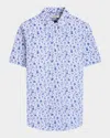 Bugatchi Orson Stretch Cotton Short Sleeve Button-up Shirt In Indigo