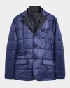 Bugatchi Quilted Water Repellent Nylon Blazer With Bib In Navy