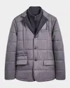 Bugatchi Quilted Water Repellent Nylon Blazer With Bib In Truffle