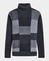 Bugatchi Pattern Wool Blend Turtleneck Sweater In Cement